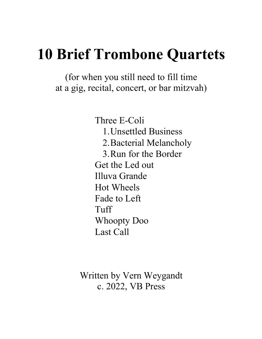 10 Brief Trombone Quartets Trombone Quartet scores gallery preview page 1