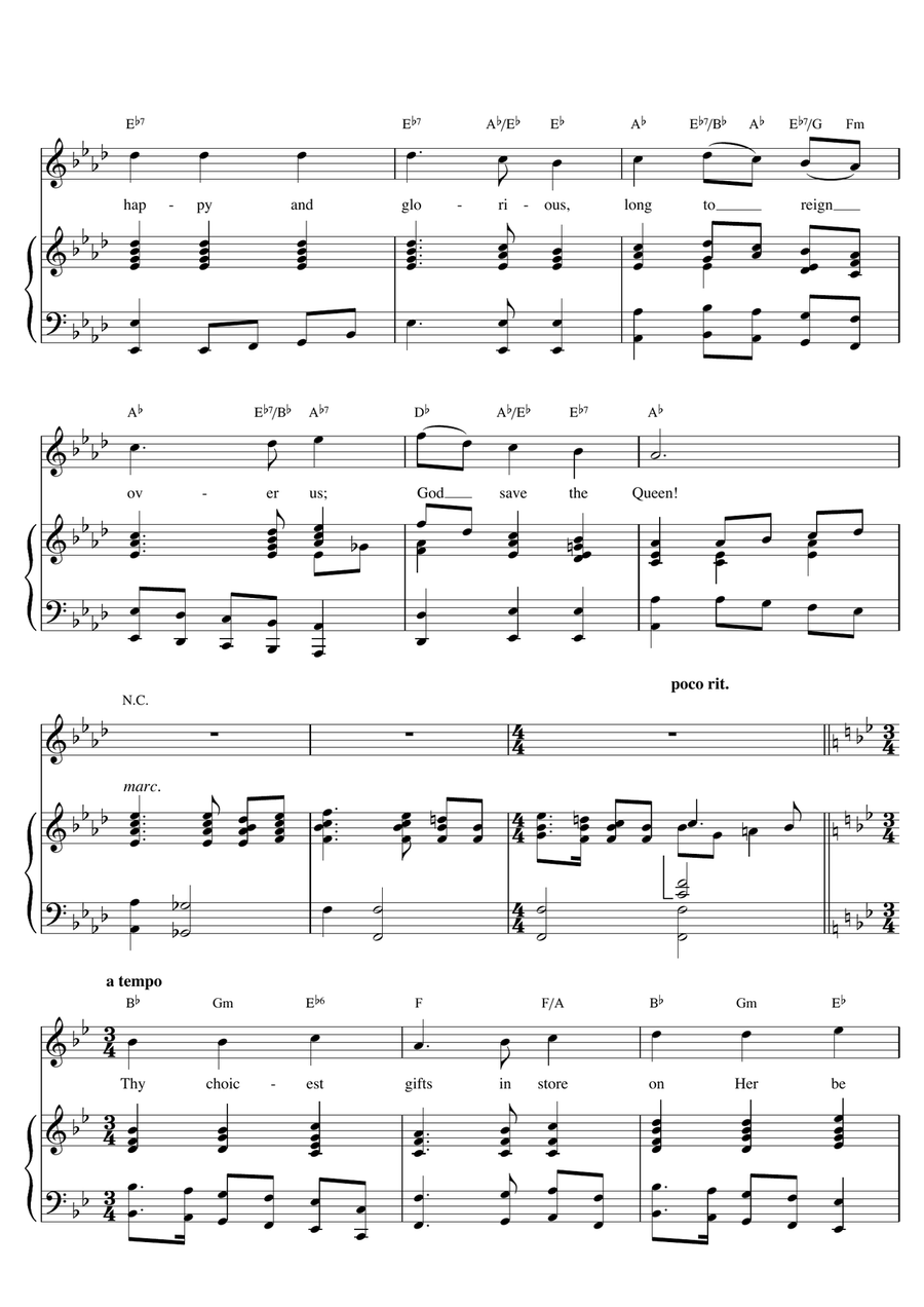 God Save The Queen Piano, Vocal, Guitar scores gallery preview page 2