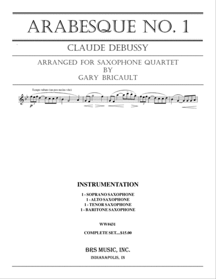 Arabesque No. 1 Saxophone Quartet scores gallery preview page 1