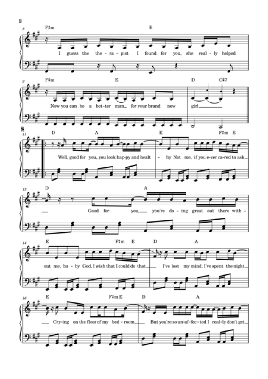 Good 4 U Piano Solo scores gallery preview page 2