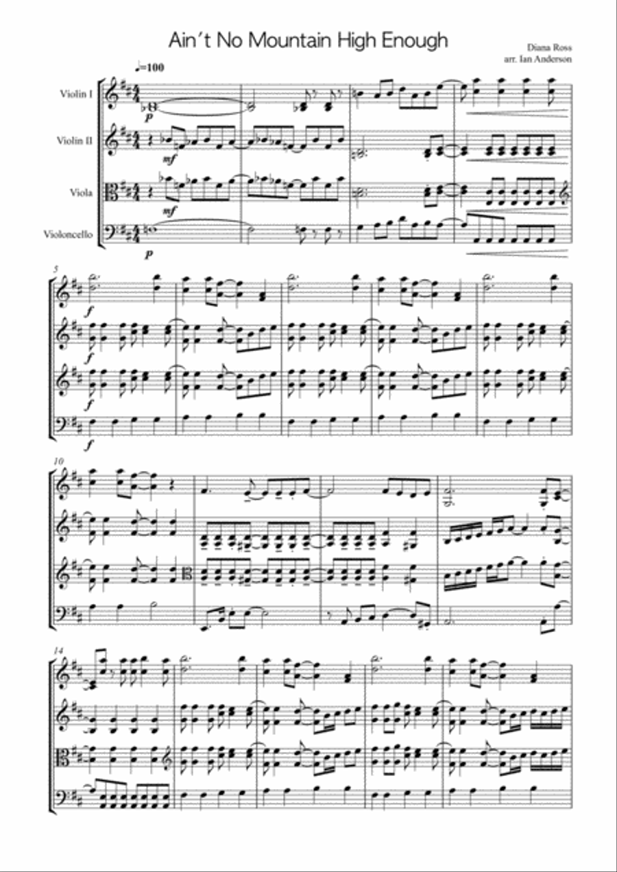 Ain't No Mountain High Enough String Trio scores gallery preview page 1