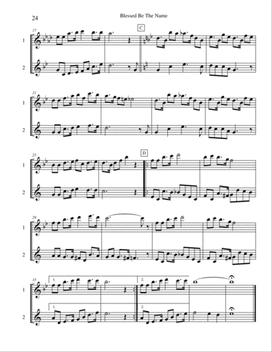 Ten Selected Hymns for the Performing Duet, Vol. 2 - flute and clarinet (bass clarinet) Woodwind Duet scores gallery preview page 4