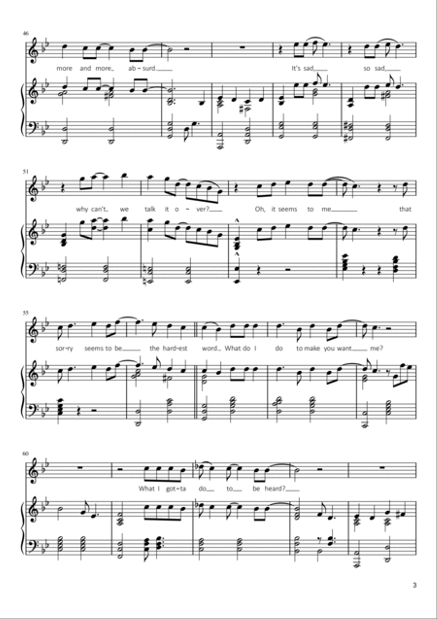 Sorry Seems To Be The Hardest Word Voice scores gallery preview page 3