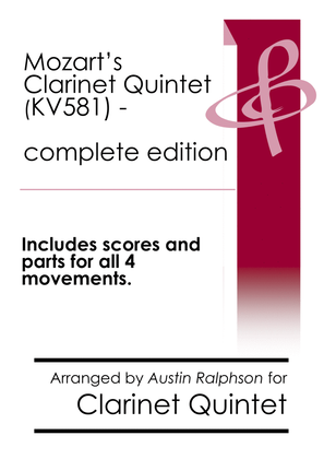 Book cover for Mozart Clarinet Quintet KV581 (complete - all 4 movements) - clarinet quintet
