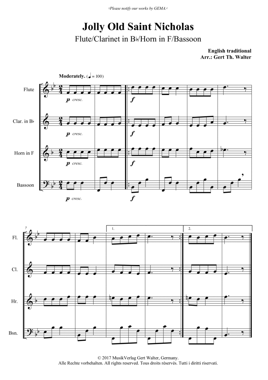 Jolly Old Saint Nicholas Jolly Old Saint Nicholas Bassoon scores gallery preview page 1