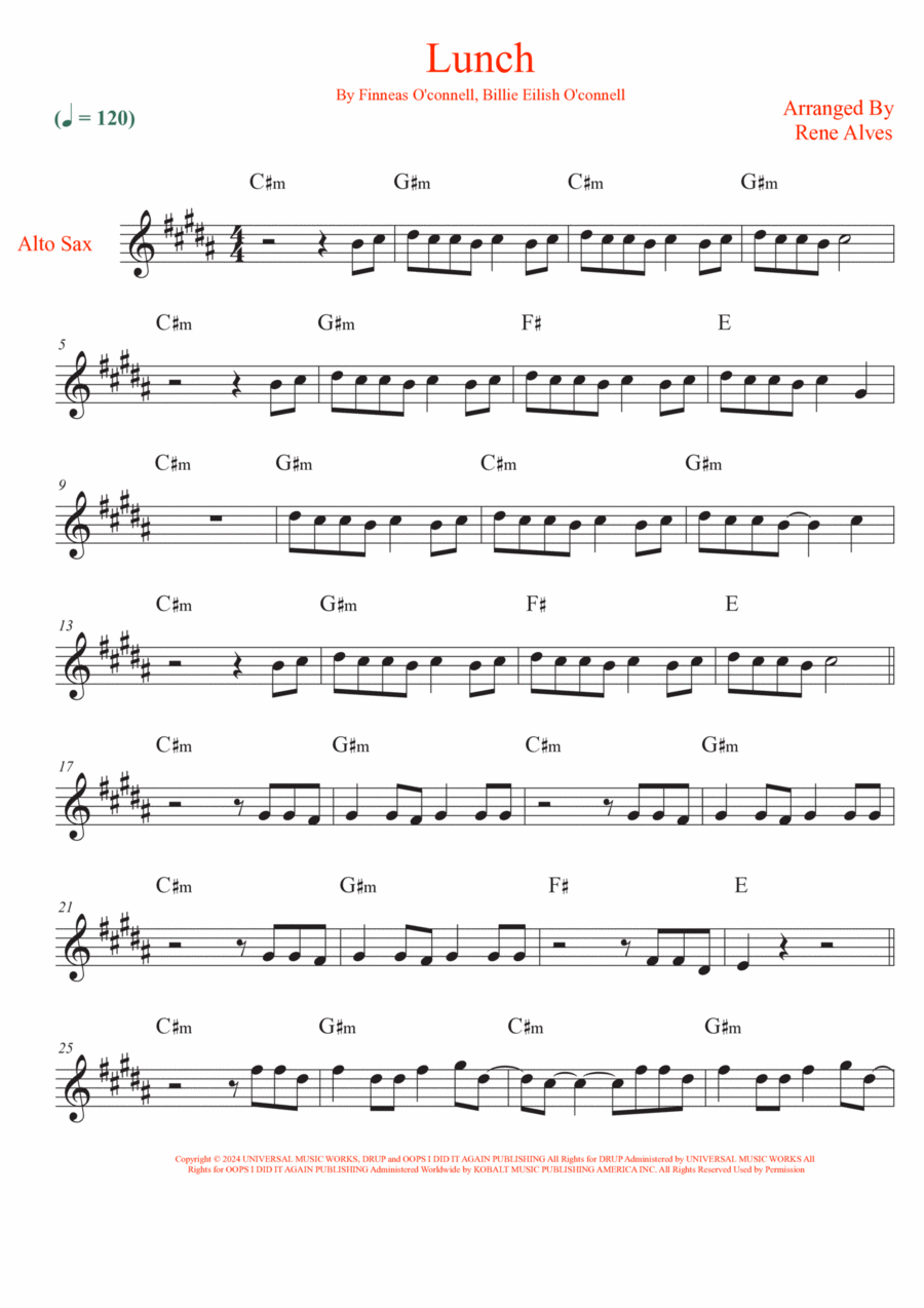 Lunch Lunch Alto Saxophone scores gallery preview page 1