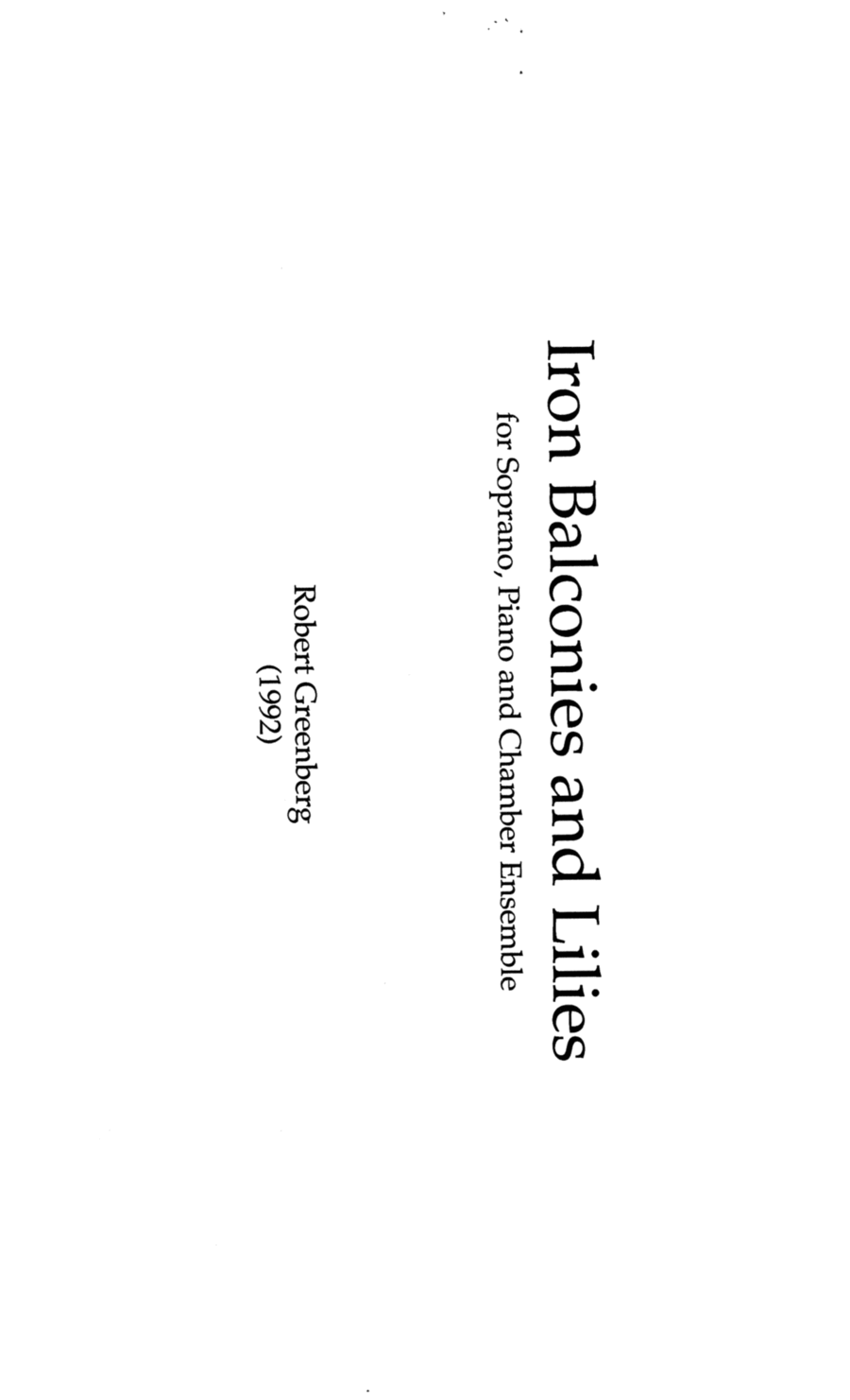 Iron Balconies and Lilies for soprano, piano and chamber ensemble Large Ensemble scores gallery preview page 1