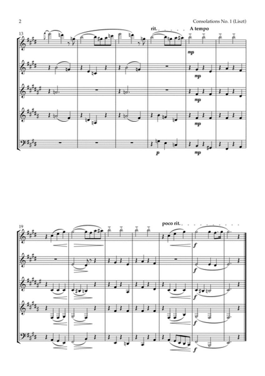 Consolations No. 1 (by Franz Liszt) for Wind Quintet image number null
