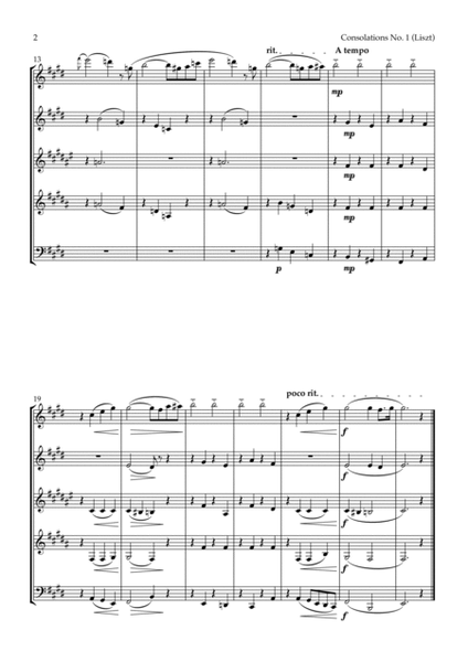Consolations No. 1 (by Franz Liszt) for Wind Quintet image number null