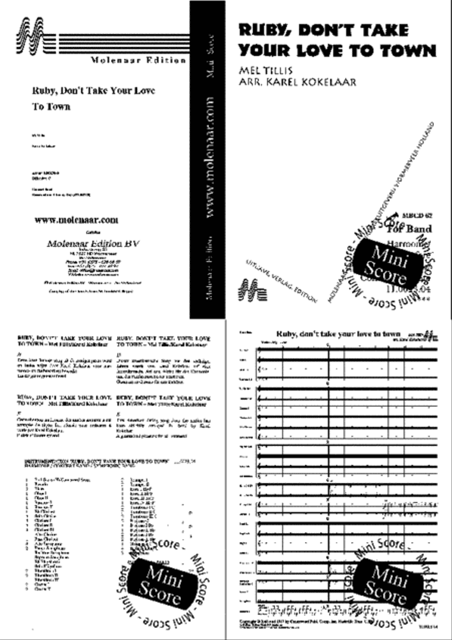 Ruby, Don't Take Your Love to Town Concert Band scores gallery preview page 2