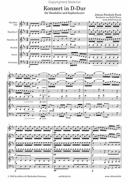 Konzert D-Dur fur Mandoline (solo) und Zupforchester