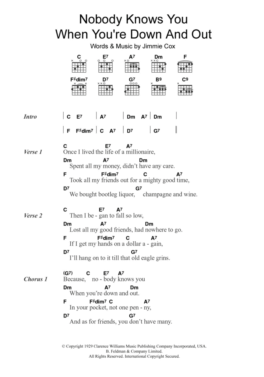 Nobody Knows You When You're Down And Out Electric Guitar scores gallery preview page 1