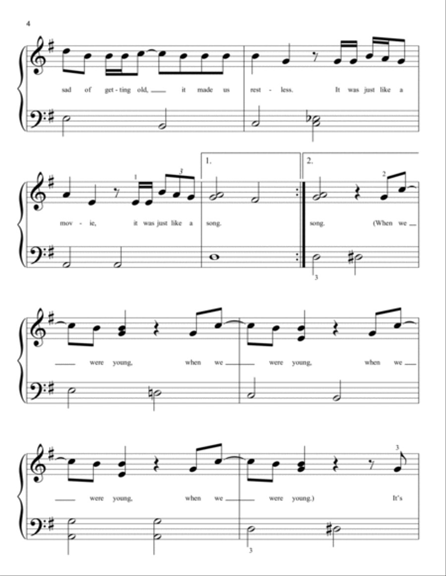 When We Were Young Easy Piano scores gallery preview page 4