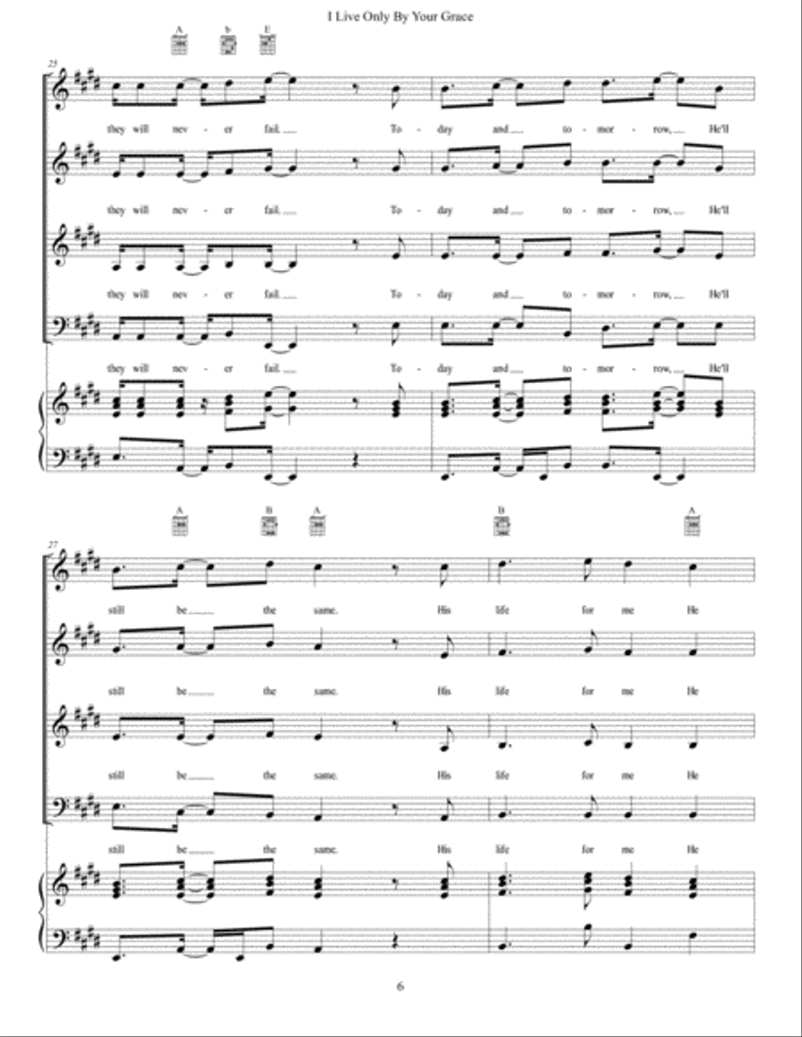 I Live Only By Your Grace 4-Part scores gallery preview page 6