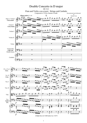 Vivaldi - Double Concerto in D major RV 512 for Flute, Violin, Strings and Cembalo