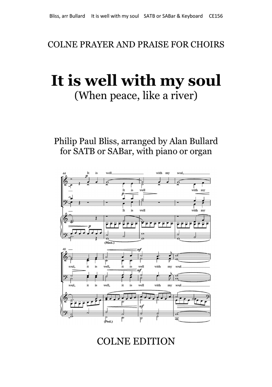 It is well with my soul (When peace like a river) arranged for SATB or SABar and keyboard 4-Part scores gallery preview page 1
