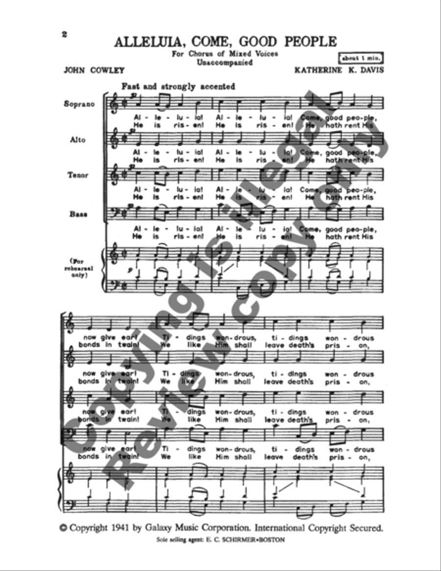 Alleluia, Come, Good People 4-Part scores gallery preview page 5