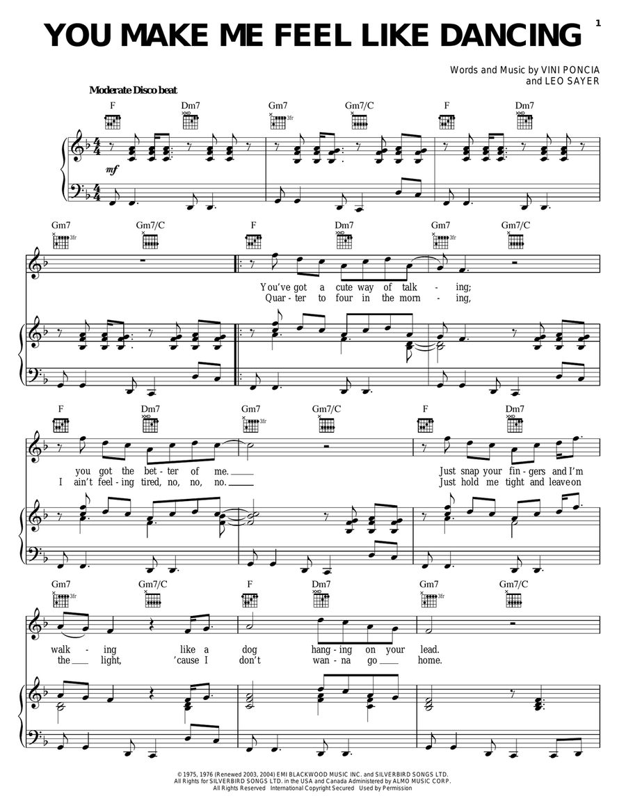 You Make Me Feel Like Dancing Piano, Vocal, Guitar scores gallery preview page 1