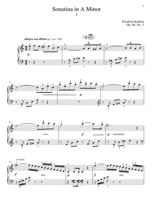 Book cover for Sonatina In A Minor, Op. 88, No. 3