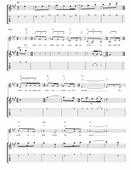 Crown Of Barbed Wire sheet music for guitar (tablature) (PDF)