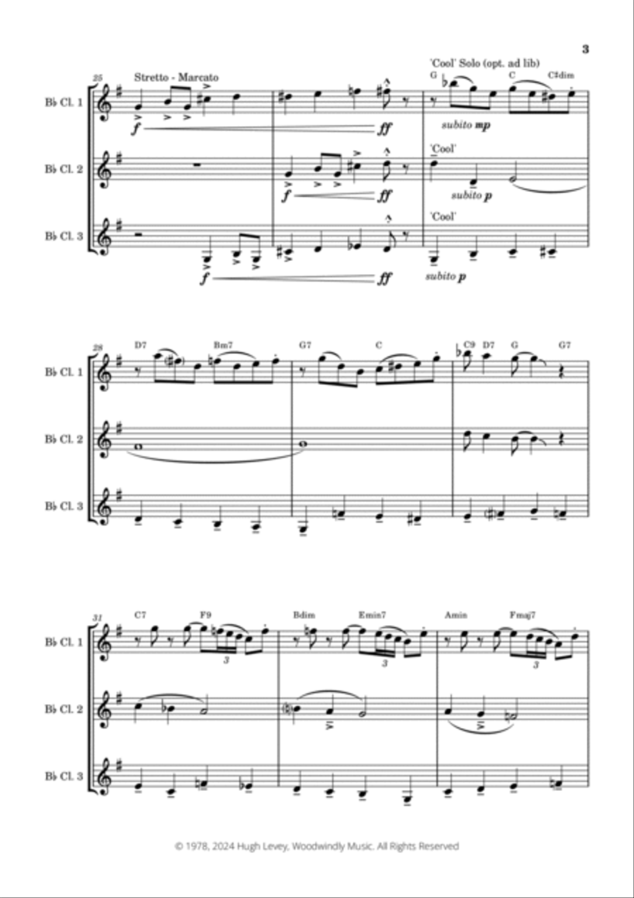 Fugue in Blue for 3 Clarinets Clarinet Trio scores gallery preview page 5