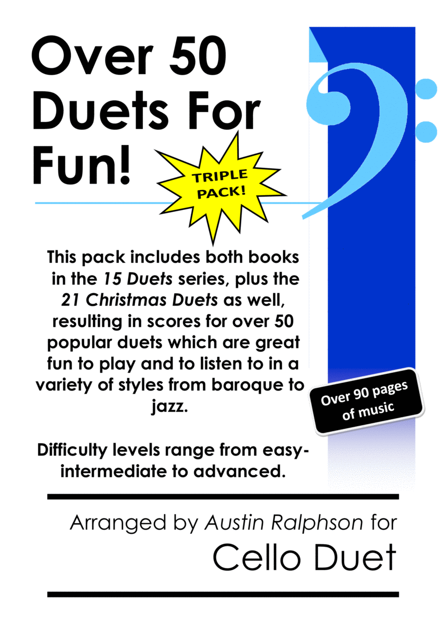 TRIPLE PACK of Cello Duets - contains over 50 duets including Christmas, classical and jazz String Duet scores gallery preview page 1