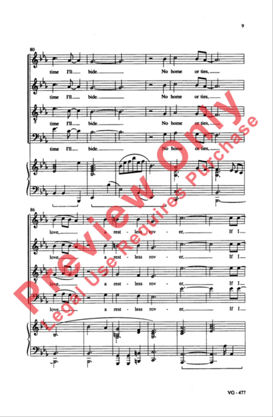 Fare Thee Well Love 4-Part scores gallery preview page 9