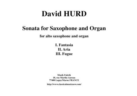 David Hurd: Sonata for Alto Saxophone and Organ
