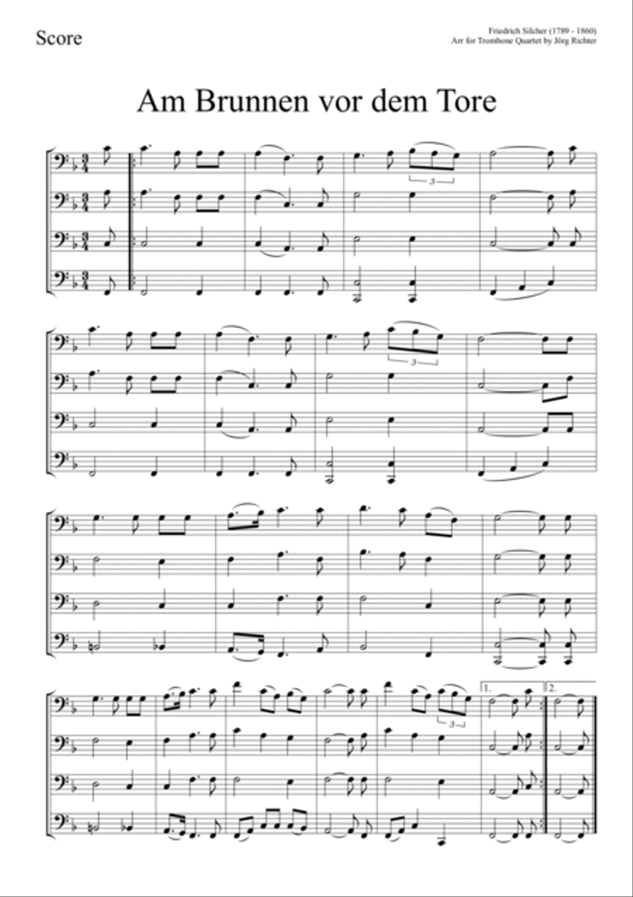 Am Brunnen vor dem Tore for Trombone Quartet Brass Quartet scores gallery preview page 2