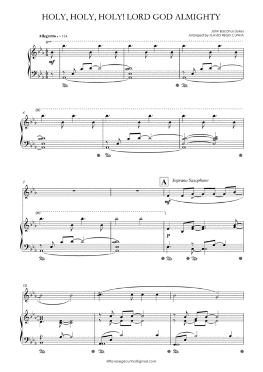 HOLY, HOLY, HOLY! LORD GOD ALMIGHTY (For Soprano Saxophone and Piano) Woodwind Duet scores gallery preview page 2