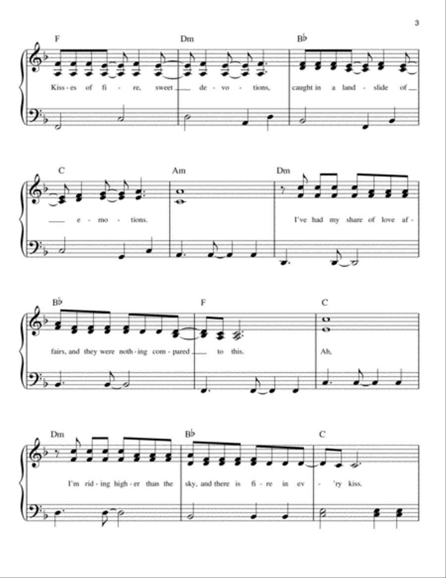 Kisses Of Fire (from Mamma Mia! Here We Go Again) Easy Piano scores gallery preview page 3