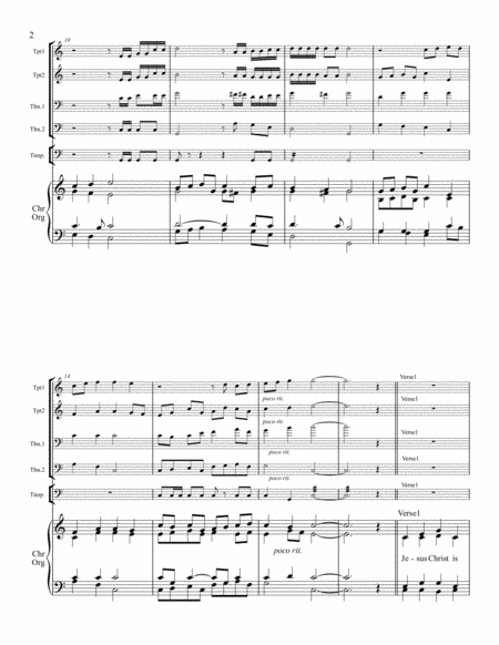 Jesus Christ Is Risen Today - Two Trumpets, Two Trombones, SATB, Descant, Congregation, and Organ by Christina Harmon 4-Part - Digital Sheet Music