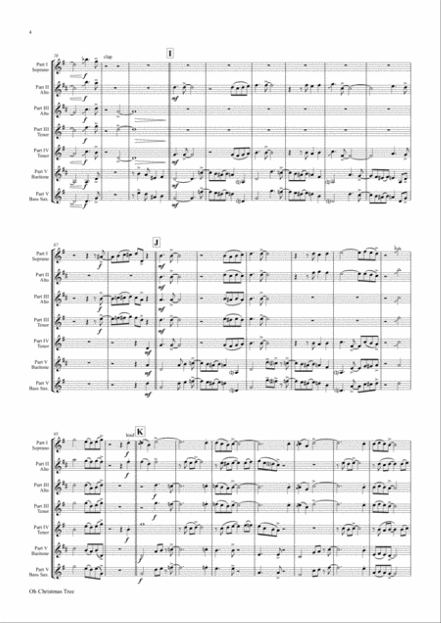 Oh Christmas tree - Oh Tannenbaum - Funky - Saxophone Quintet Saxophone Quintet scores gallery preview page 4