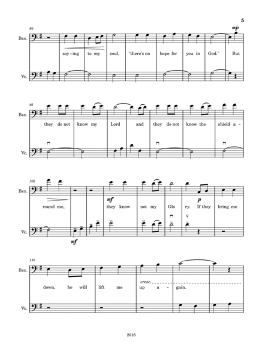 Psalms for Bassoon and Cello Woodwind Ensemble scores gallery preview page 5