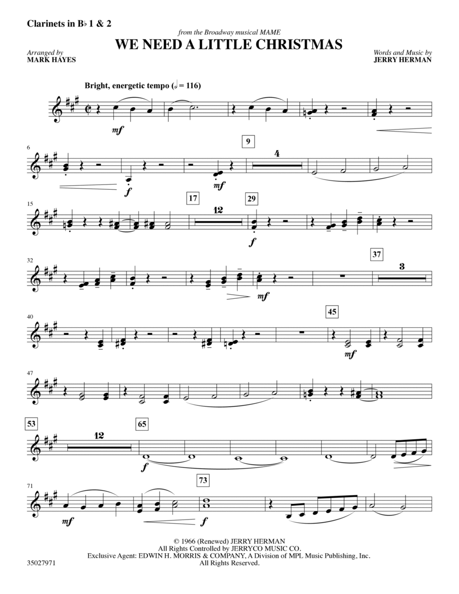 We Need a Little Christmas - Bb Clarinet 1,2 Choir scores gallery preview page 1