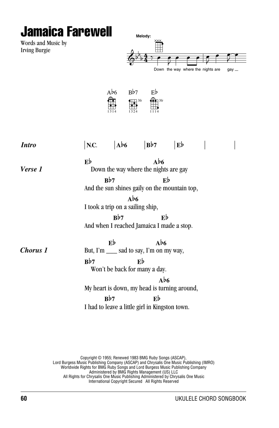 Jamaica Farewell Jamaica Farewell Ukulele scores gallery preview page 1