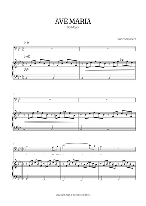 Schubert Ave Maria in B flat major [Bb] • baritone voice sheet music with easy piano accompaniment