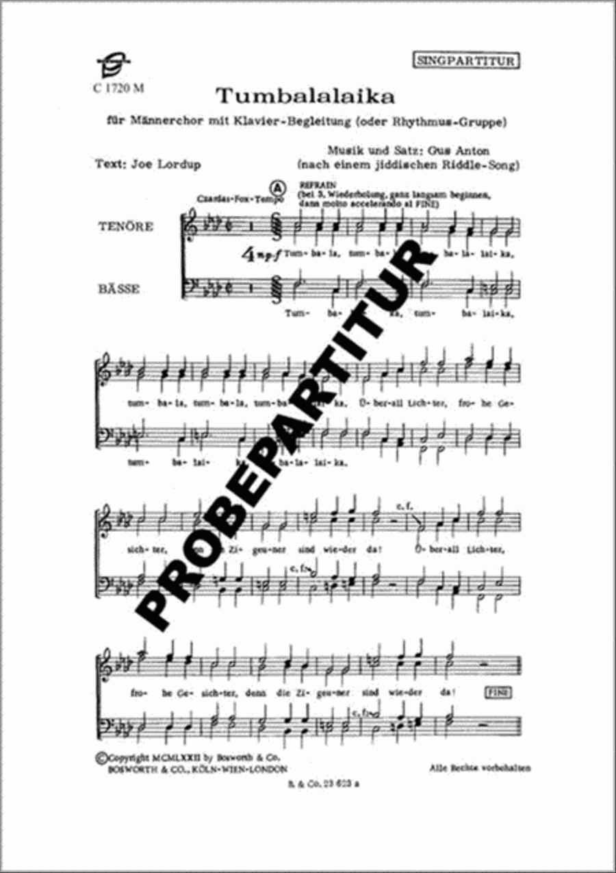 Tumbalalaika Tumbalalaika Men's Choir scores gallery preview page 1