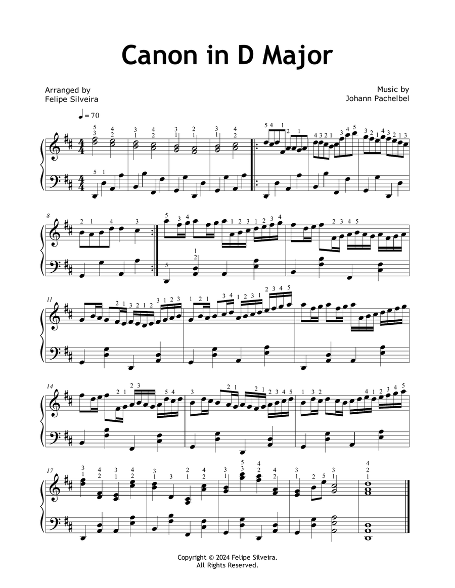 Canon in D Major Easy Piano scores gallery preview page 1