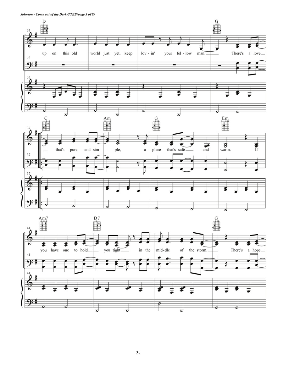 Come Out of the Dark- Quartet TTBB scores gallery preview page 4