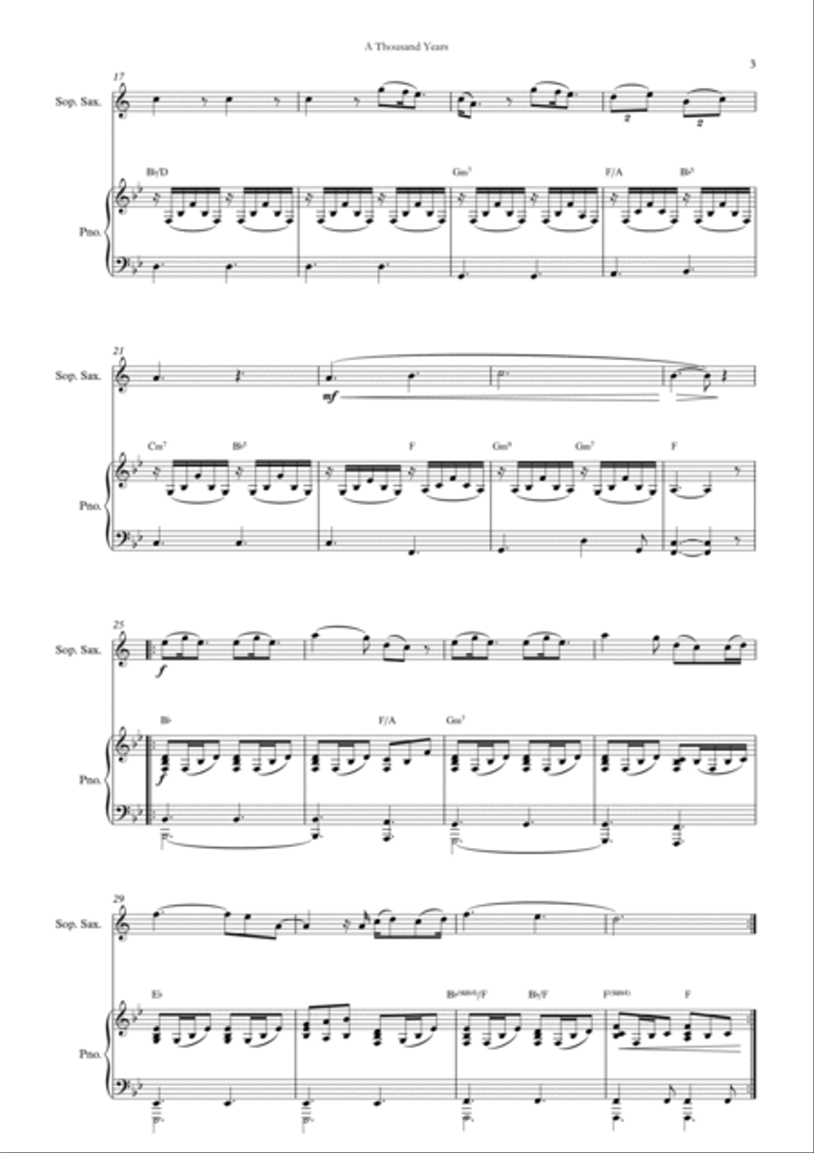 A Thousand Years Soprano Saxophone scores gallery preview page 4