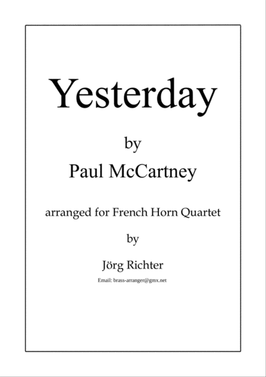 Yesterday Yesterday Brass Quartet scores gallery preview page 1
