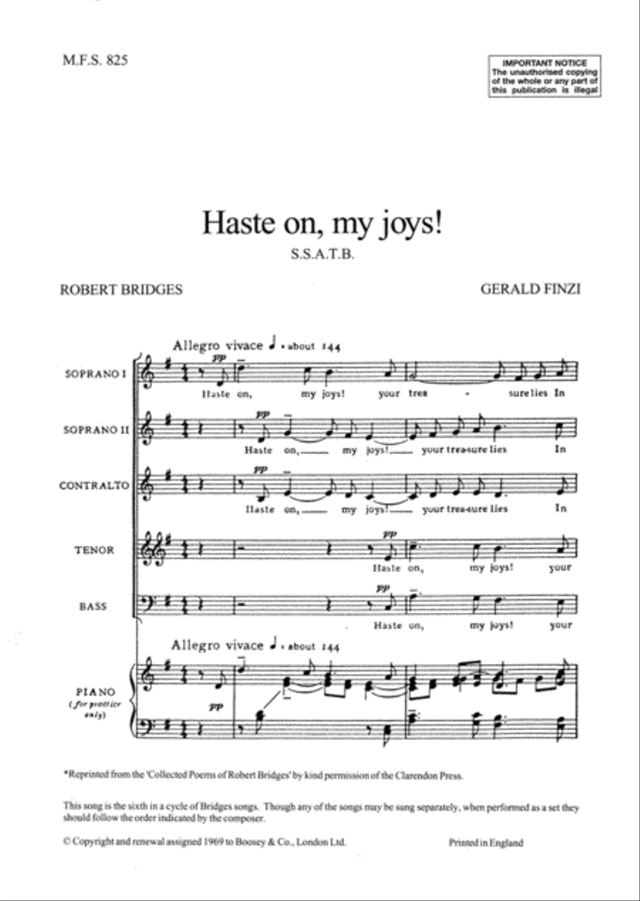 Haste on, my joys! Haste on, my joys! SSATB scores gallery preview page 1
