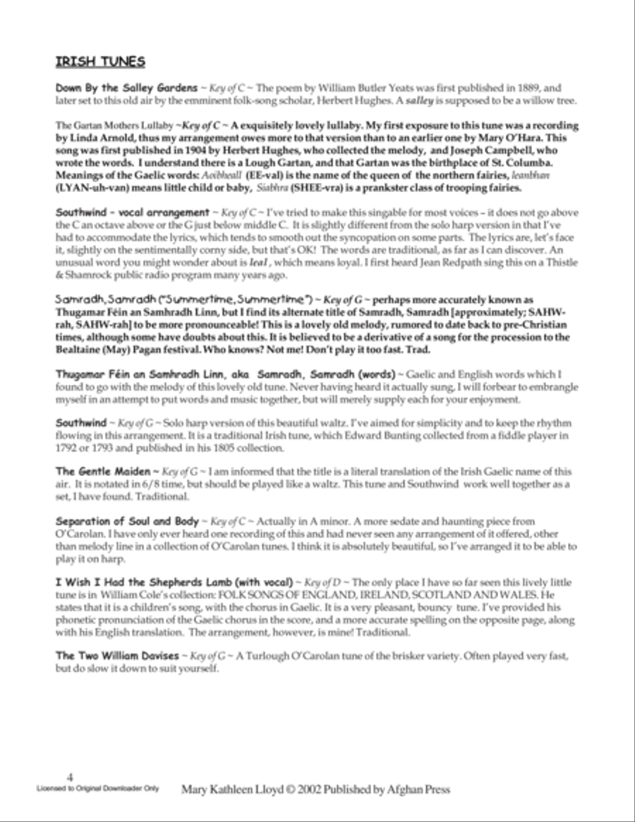 A Harper's Celtic Folk Song Book Harp scores gallery preview page 5