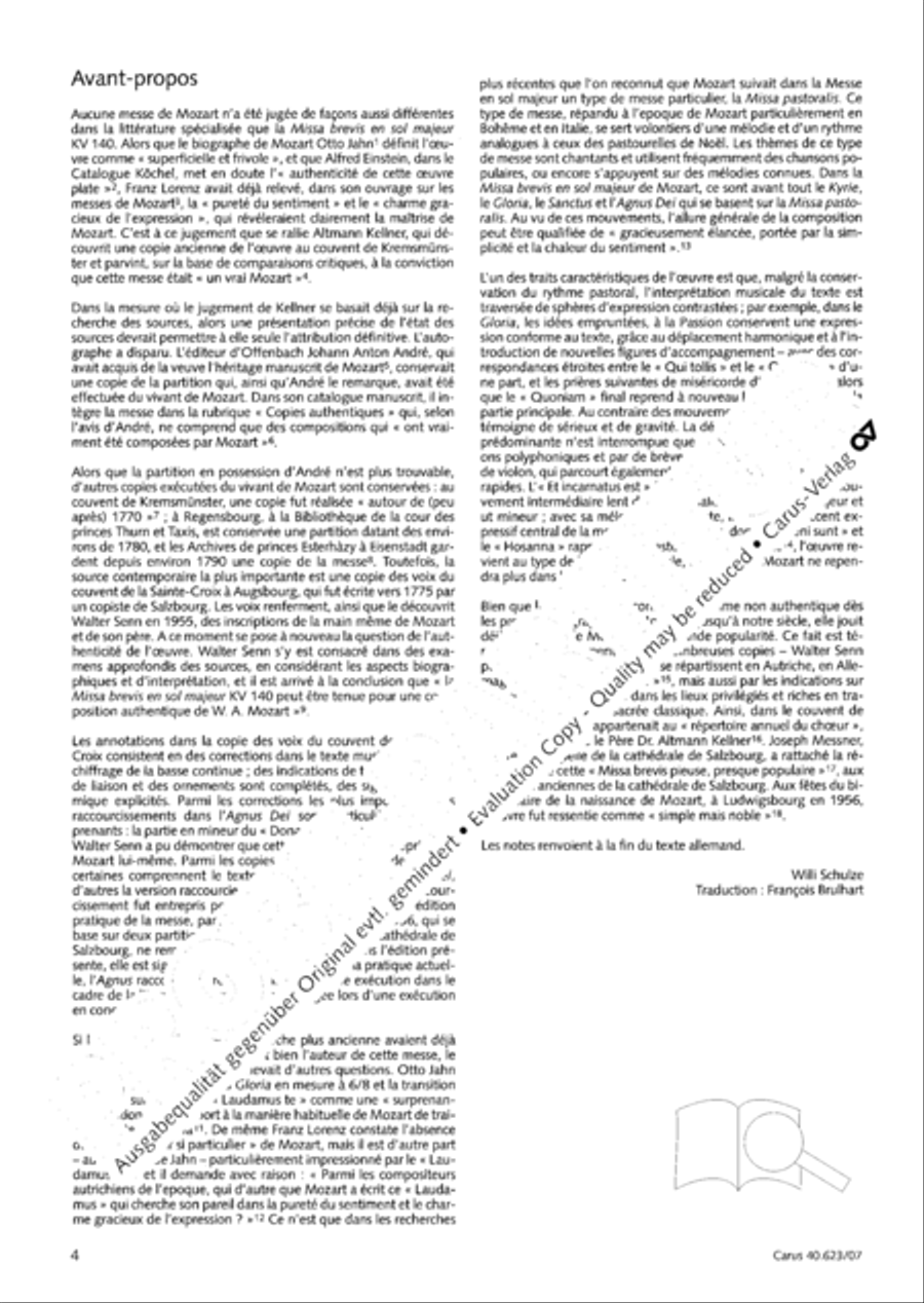 Missa brevis in G major Missa brevis in G major 4-Part scores gallery preview page 5