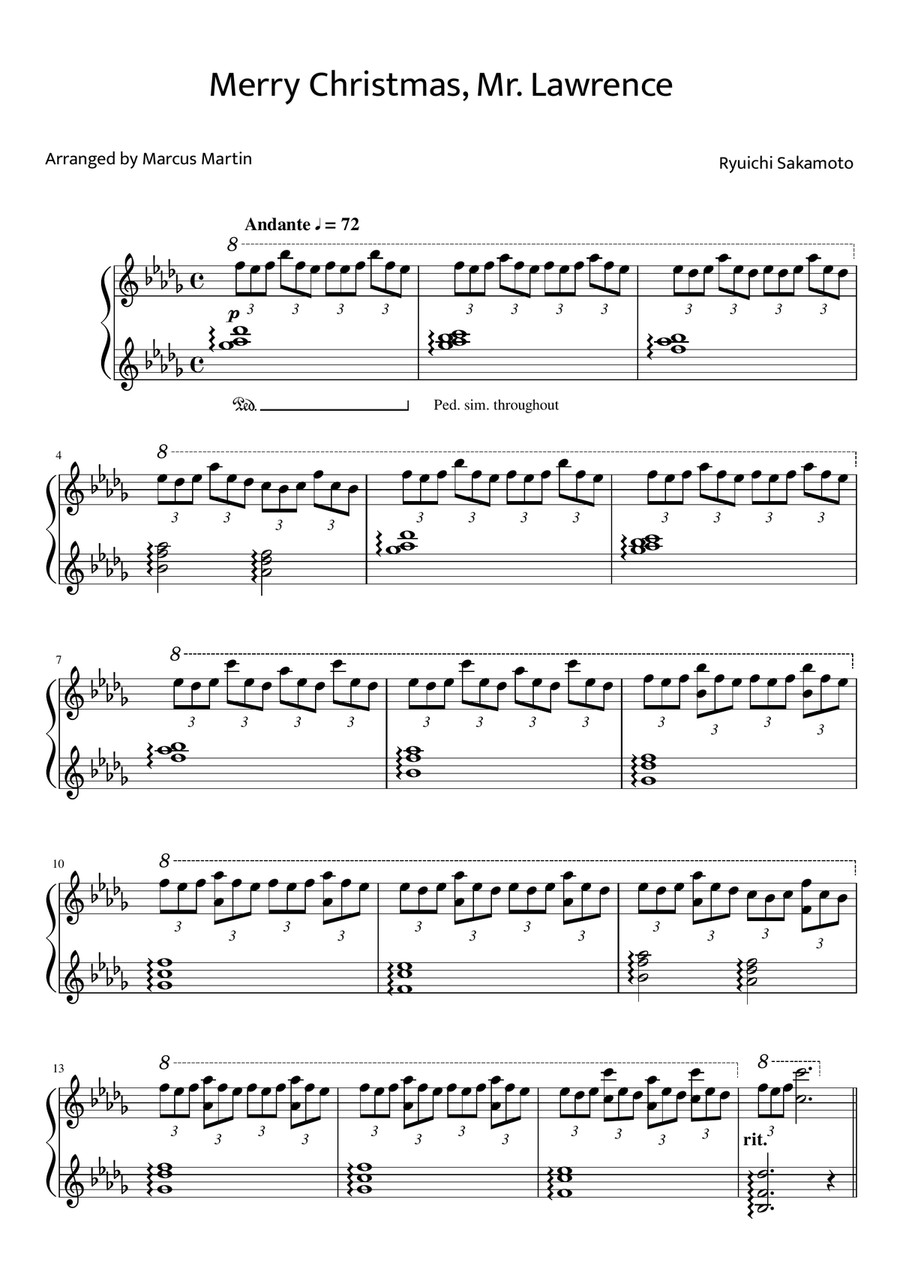 Merry Christmas, Mr. Lawrence Piano Solo scores gallery preview page 2