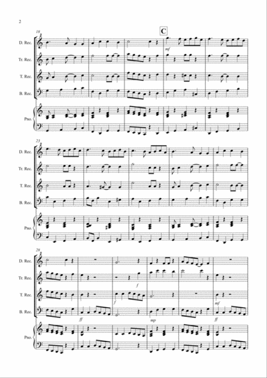 Ding Dong Merrily on High (Jazzy Style!) for Recorder Quartet Recorder scores gallery preview page 2