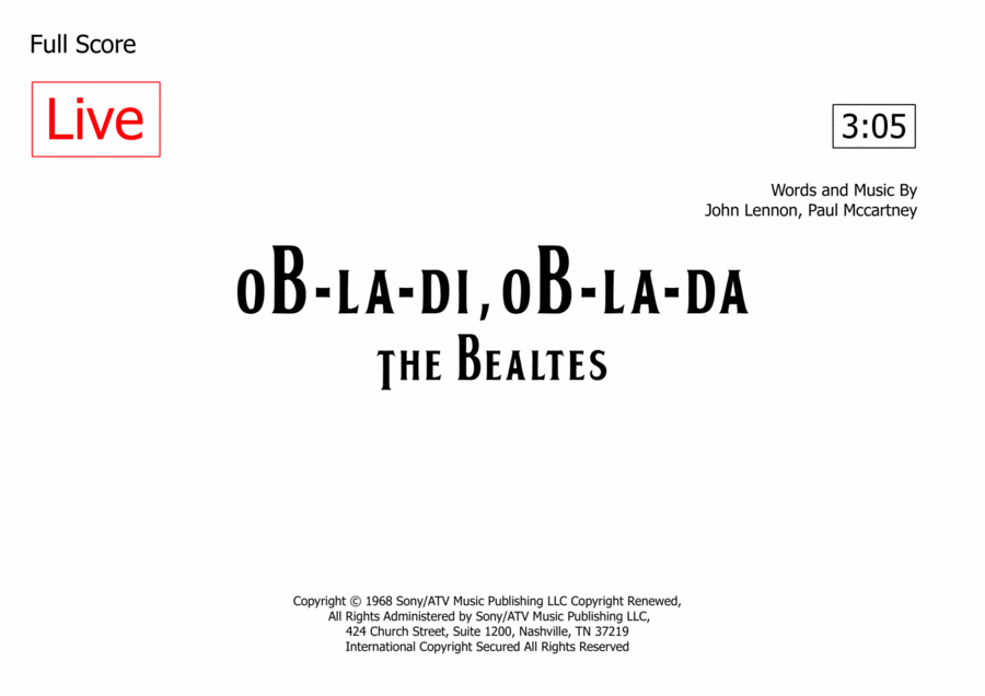 Ob-La-Di, Ob-La-Da Bass Guitar scores gallery preview page 1