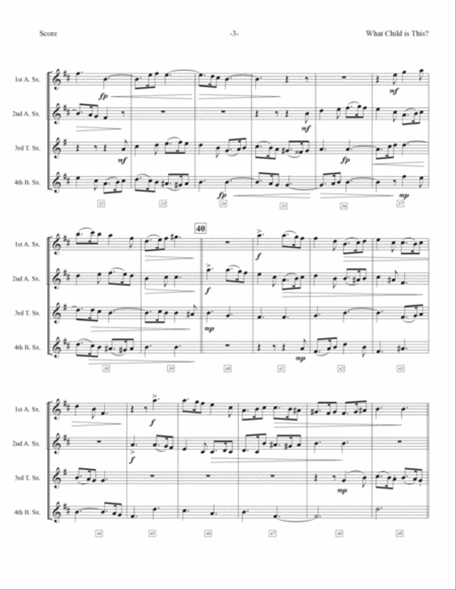 What Child Is This? Woodwind Quartet scores gallery preview page 4