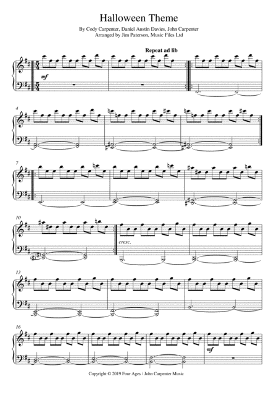 Halloween Theme Halloween Theme Piano Solo scores gallery preview page 1